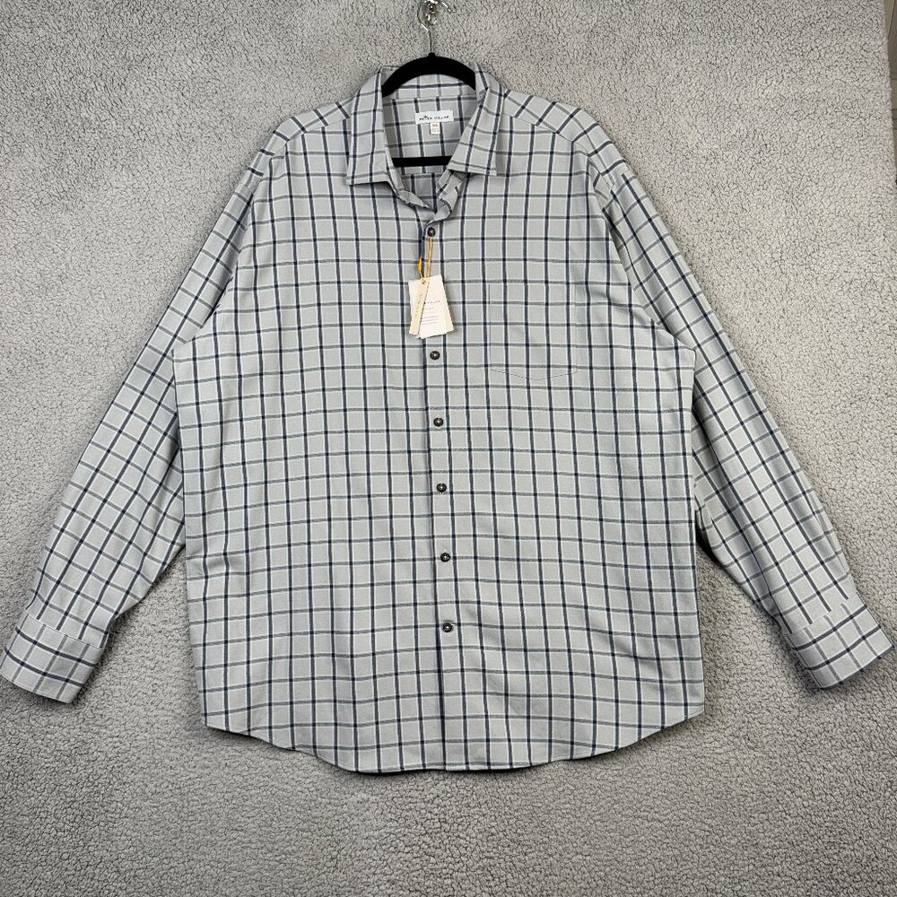 Peter Millar Flannel Shirt Mens Size 2XL Gale Gray Crown Sport St Jo Performance